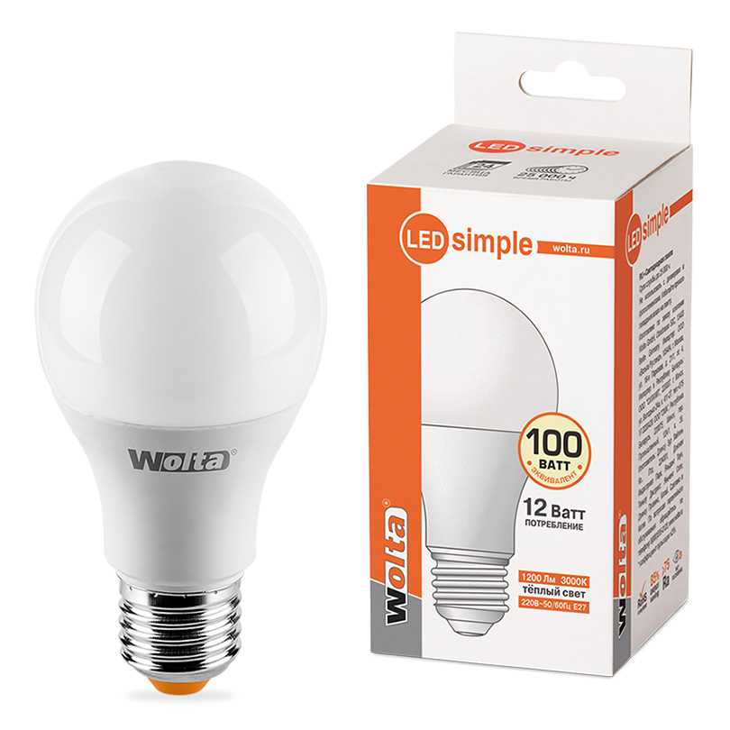 Лампа светодиодная 12Вт Е27 3000К WOLTA Simple