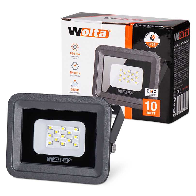 Светодиодный прожектор WFL-10W/06,  5500K, 10 W SMD, IP 65 WOLTA