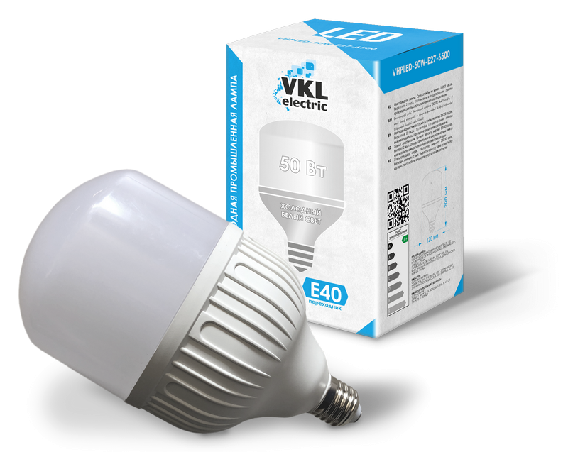 Лампа светодиодная 65W Е27/E40  220V 6500K IP20 140*228 (VHPLED-65W-E27-6500) OPTI Включай