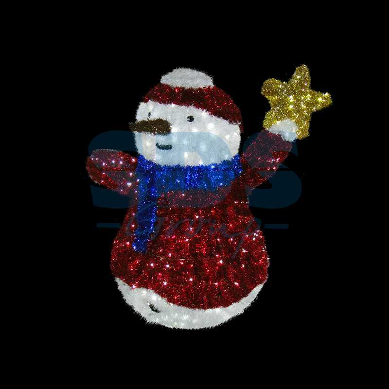 Фигура Снеговик со звездой",  LED подсветка  выс.150см (+транс.)"