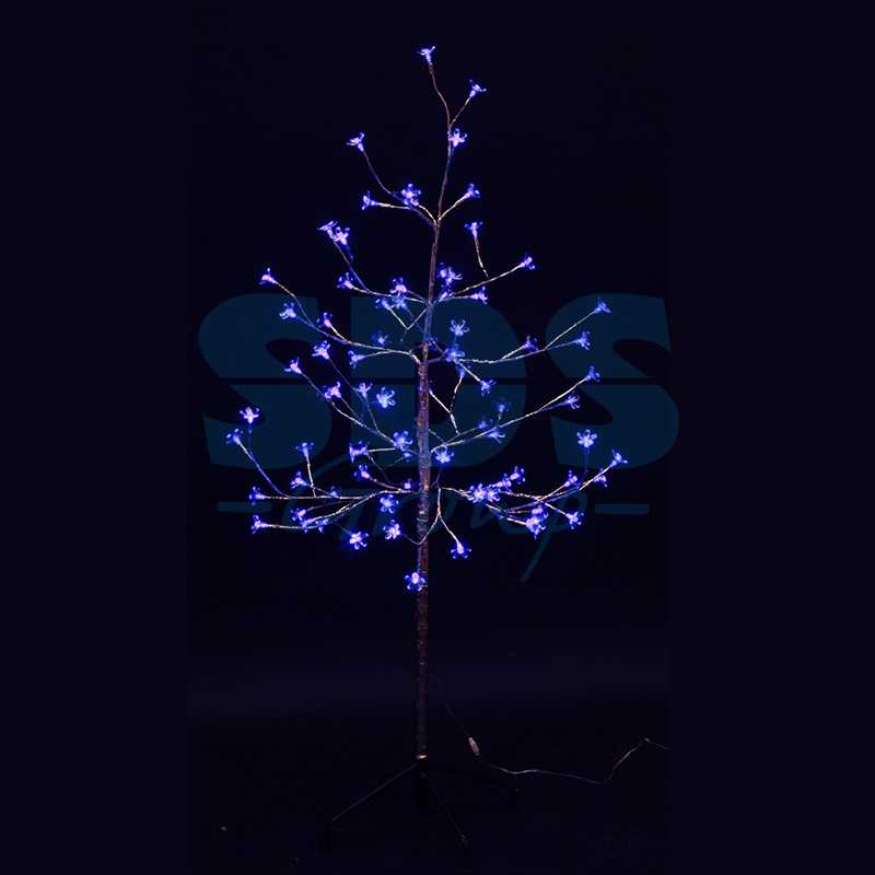 Дерево комнатное Сакура", ствол и ветки фольга, высота 1.2 метра, 80 светодиодов синего цвета, трансформатор IP44 NEON-NIGHT"