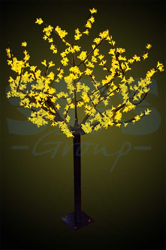 Светодиодное дерево Сакура", высота 1,5 м, диаметр кронны 1,3м, желтые диоды, IP 44, понижающий трансформатор в комплекте, NEON-NIGHT"