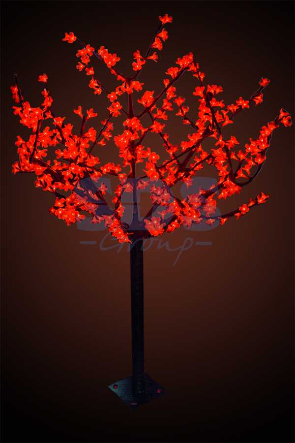 Светодиодное дерево Сакура", высота 1,5 м, диаметр кроны 1,3м, красные диоды, IP 44, понижающий трансформатор в комплекте, NEON-NIGHT"_0