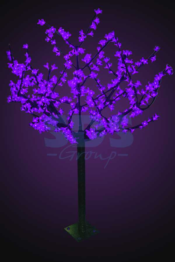 Светодиодное дерево Сакура", высота 1,5 м, диаметр кроны 1,3м, фиолетовые диоды, IP 44, понижающий трансформатор в комплекте, NEON-NIGHT"