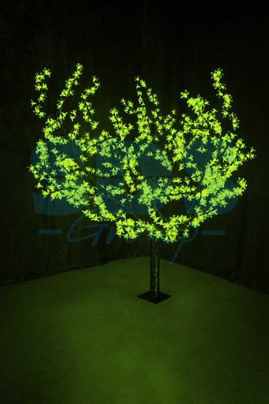 Светодиодное дерево Сакура", высота 1,5м, диаметр кроны 1,8м, зеленые светодиоды, IP 54, понижающий трансформатор в комплекте, NEON-NIGHT"