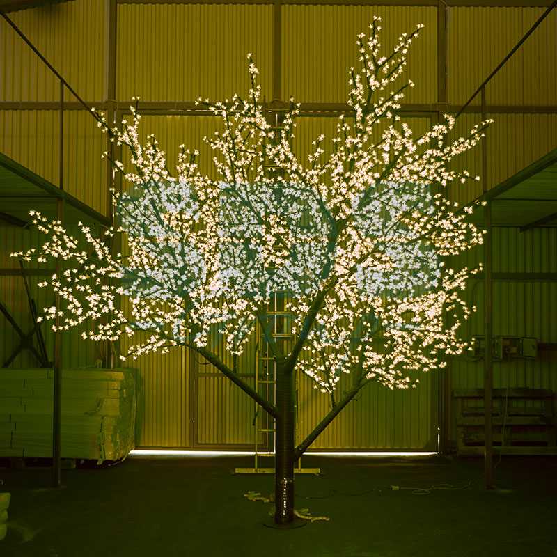 Светодиодное дерево Сакура", высота 2,4 м, диаметр кроны 1,72м, желтые диоды, IP 44, понижающий трансформатор в комплекте, NEON-NIGHT"