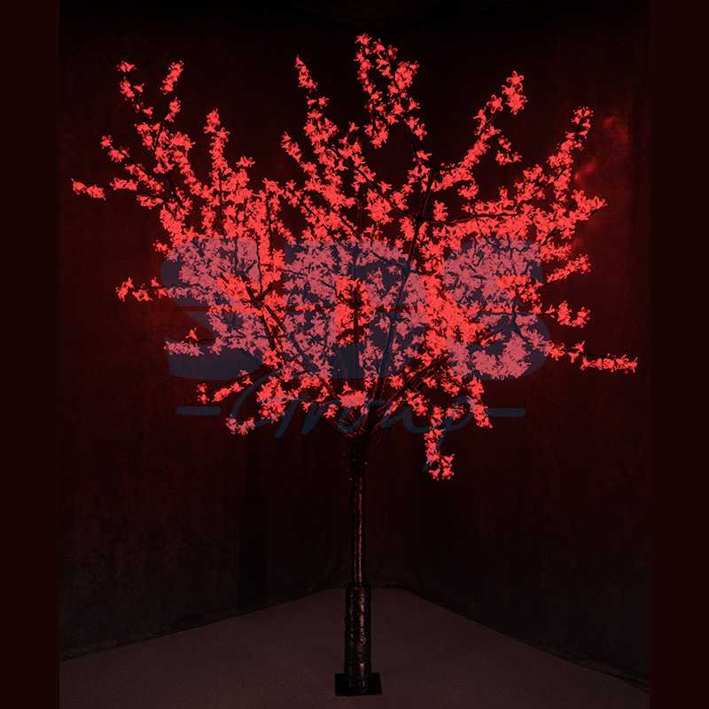 Светодиодное дерево Сакура", высота 2,4м, диаметр кроны 2,0, красные светодиоды, IP 64, понижающий трансформатор в комплекте"