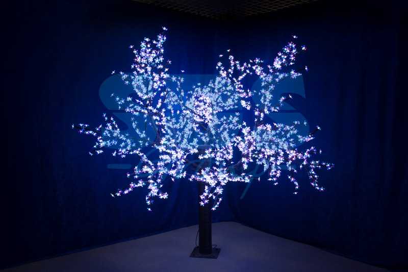 Светодиодное дерево Сакура", высота 2,4м, диаметр кроны 2,0м, RGB светодиоды, контроллер, IP 54, понижающий трансформатор в комплекте"