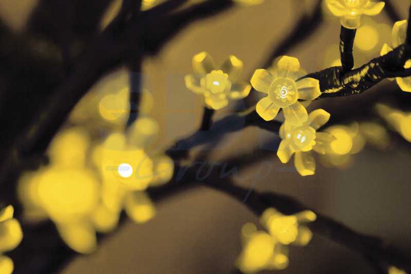 Светодиодное дерево Сакура", высота 2,4м, диаметр кроны 2,0м, желтые светодиоды, IP 54, понижающий трансформатор в комплекте"