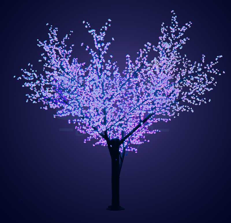 Светодиодное дерево Сакура", высота 3,6м, диаметр кроны 3,0, синие светодиоды, IP 64, понижающий трансформатор в комплекте"_0