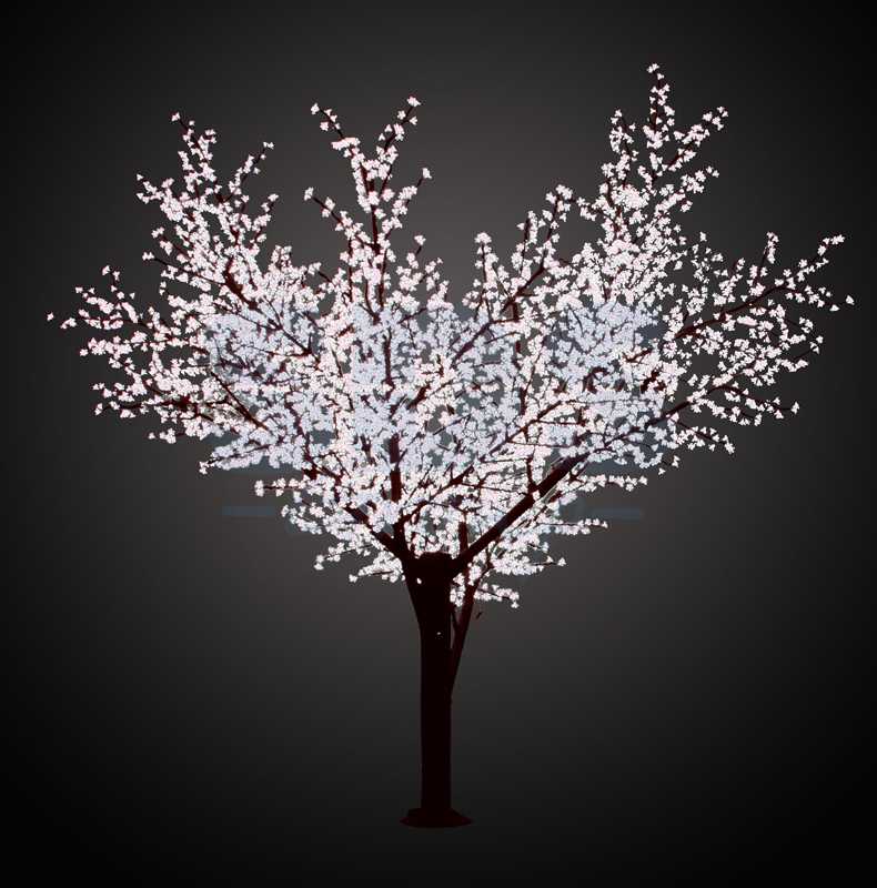 Светодиодное дерево Сакура", высота 3,6м, диаметр кроны 3,0м, белые светодиоды, IP 64, понижающий трансформатор в комплекте"