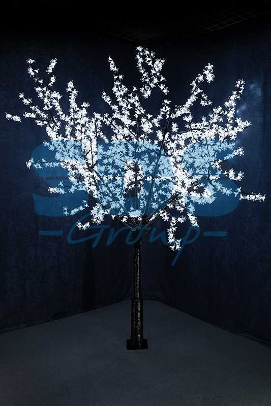 Светодиодное дерево Сакура", высота 2,4м, диметр кроны 2,0м, белые светодиоды, IP 54, понижающий трансформатор в комплекте"