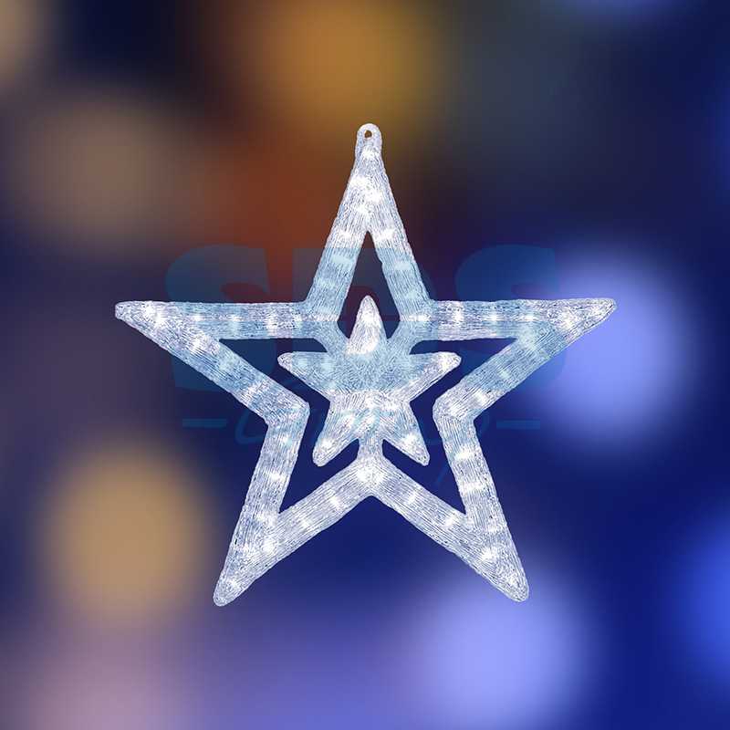 Акриловая светодиодная фигура Звезда" 62 см, 62х59х2,5см, 63 светодиода, IP44 понижающий трансформа"