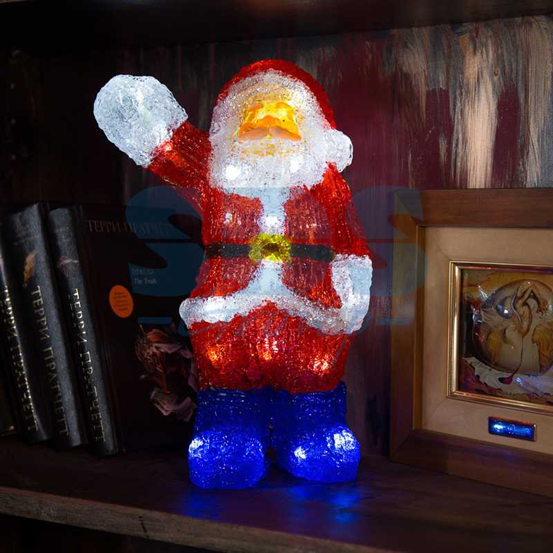 Акриловая светодиодная фигура Санта Клаус приветствует" 30 см, 40 светодиодов, IP44 понижающий трансформатор в комплекте"_2
