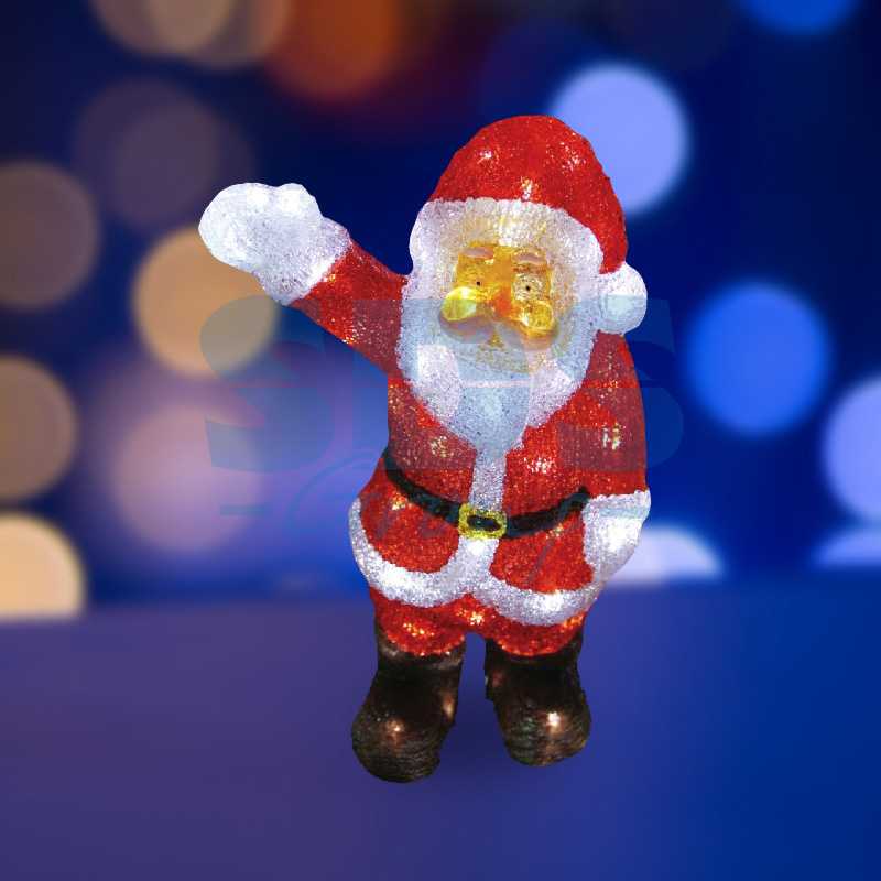 Акриловая светодиодная фигура Санта Клаус приветствует" 30 см, 40 светодиодов, IP44 понижающий трансформатор в комплекте"