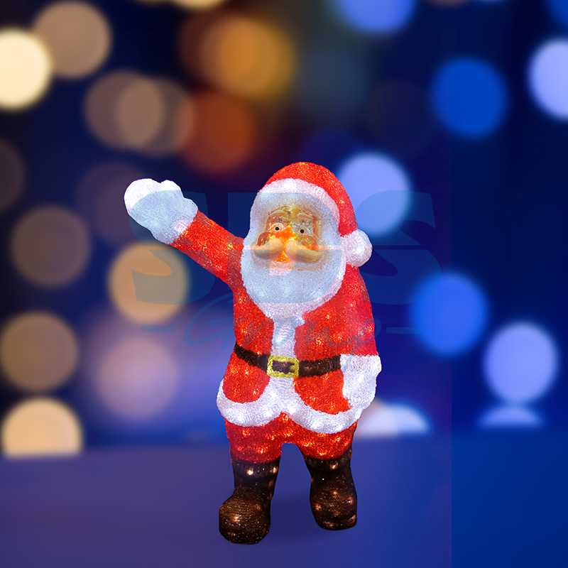 Акриловая светодиодная фигура Санта Клаус приветствует" 60 см, 200 светодиодов, IP44 понижающий трансформатор в комплекте"