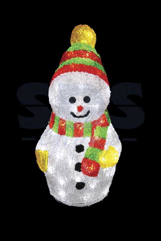 Акриловая светодиодная фигура Снеговик с шарфом" 30 см, 40 светодиодов, IP 44, понижающий трансформатор в комплекте"_1