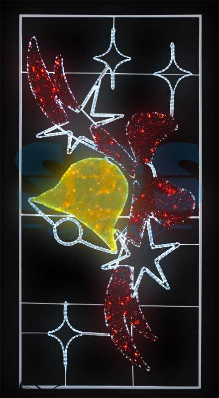 Фигура световая Колокольчик с бантом", 320 светодиодов 32м дюралайта, размер 260*125  NEON-NIGHT"_1