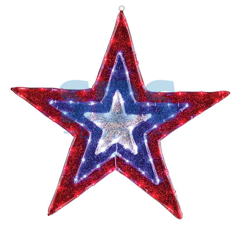 Фигура Звезда" бархатная,  размеры 91 см (129 светодиод красный+голубой+белый цвета)"