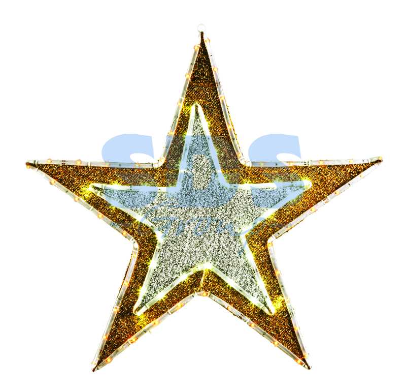 Фигура Звезда" бархатная, с постоянным свечением, размеры 61 см (81 светодиод желтого+белого цвета)"