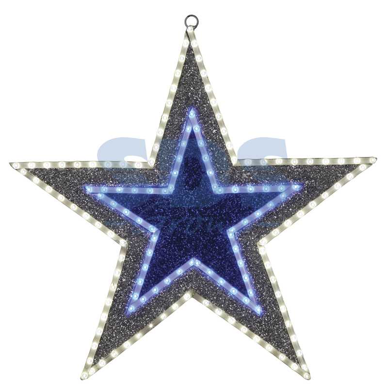 Фигура Звезда" бархатная, с постоянным свечением, размеры 61 см (81 светодиод зеленого+белого+голубого цвета)"