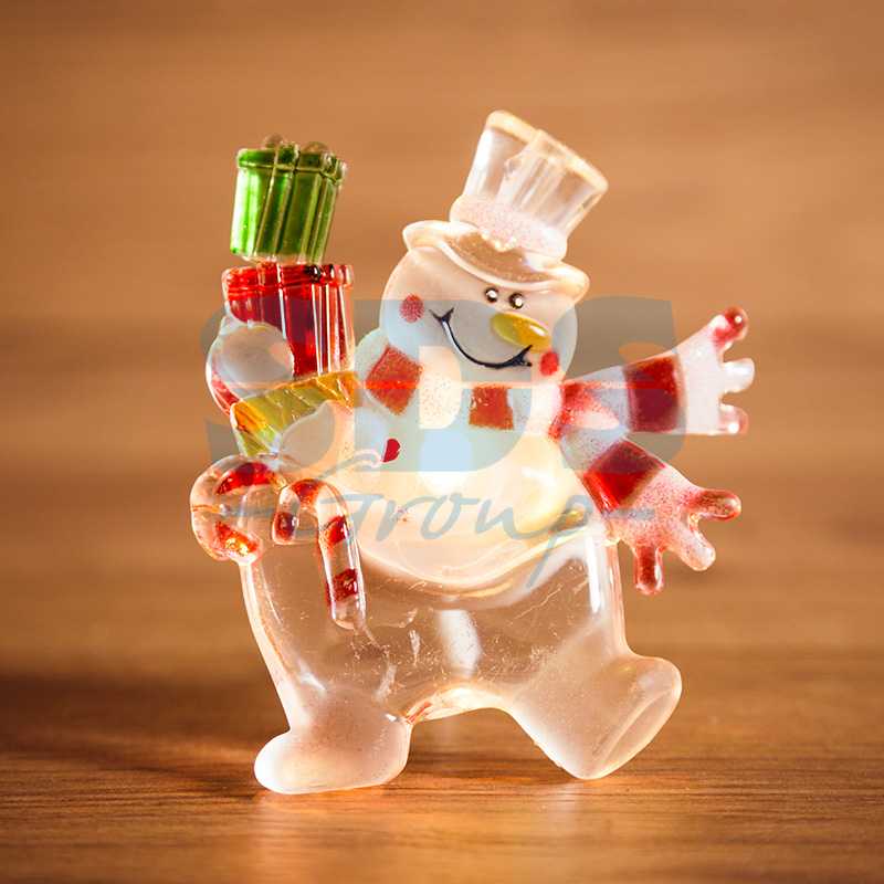 Фигура светодиодная на присоске Снеговик с подарком", RGB"