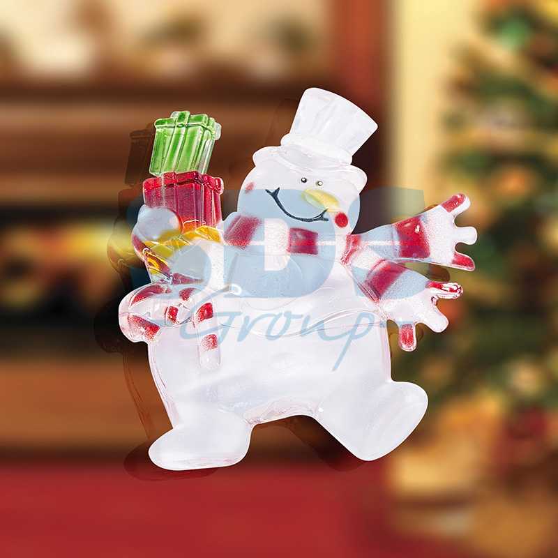 Фигура светодиодная на присоске Снеговик с подарком", RGB"_1
