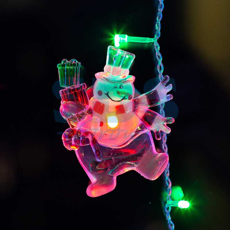 Фигура светодиодная на присоске Снеговик с подарком", RGB"_2