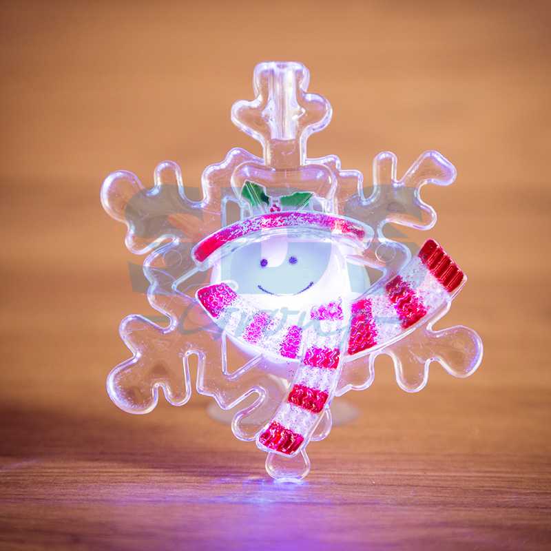 Фигура светодиодная на присоске Снежинка со снеговиком", RGB"_0