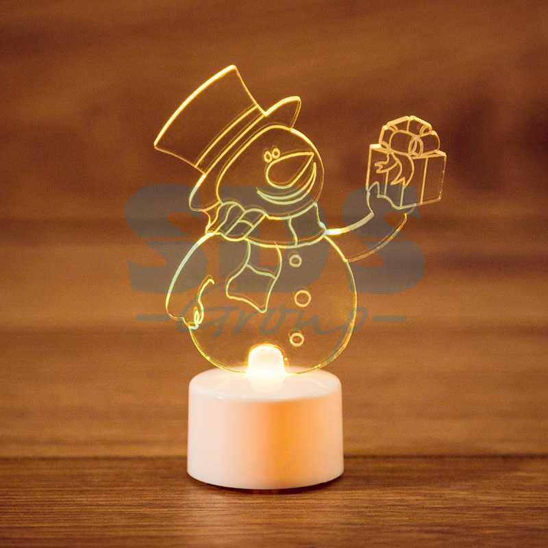 Фигура светодиодная на подставке Снеговик с подарком 2D", RGB"