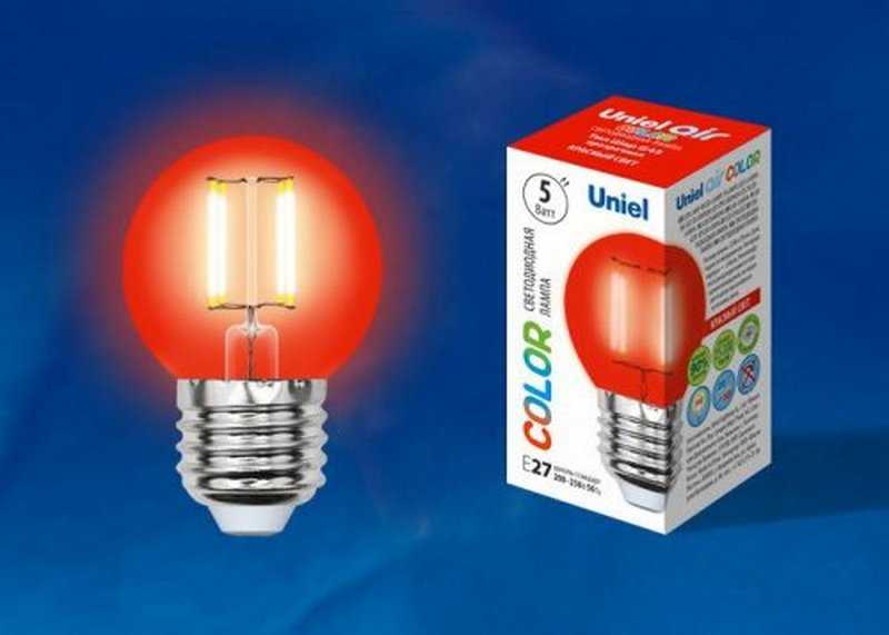 LED-G45-5W/RED/E27 GLA02RD форма шар" Air color красн Лампа светодиодная"