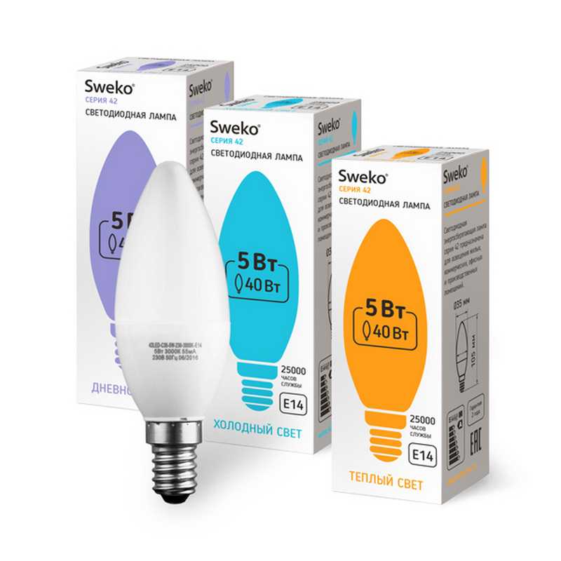 Светодиодная лампа Sweko 42 серия 42 LED-C35-5W-230-3000K-E14(свеча матовая)