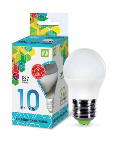 Лампа светодиодная LED ШАР standard 10Вт 230В Е27 4000К 900Лм ASD