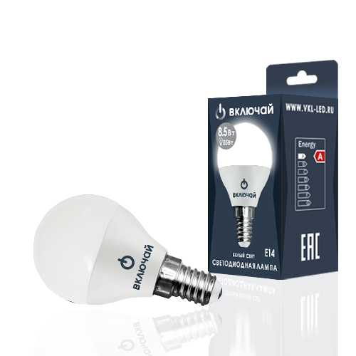 Лампа светодиодная LED шарик 8,5W E14 4000K 220V (LED OPTI G45-8,5W-E14-W) OPTI Включай