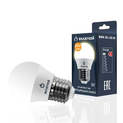 Лампа светодиодная LED шарик 8,5W E27 3000K 220V (LED OPTI G45-8,5W-E27-N) OPTI Включай