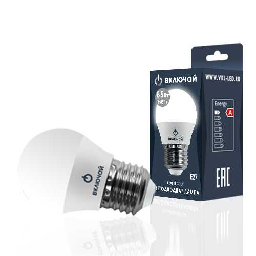 Лампа светодиодная LED шарик 8,5W E27 4000K 220V (LED OPTI G45-8,5W-E27-W) OPTI Включай