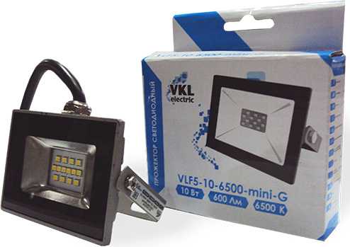 Прожектор LED 10W VLF5-10-6500-mini-G 6500К 600Лм 220V IP65 серый VKL electric (1/50)